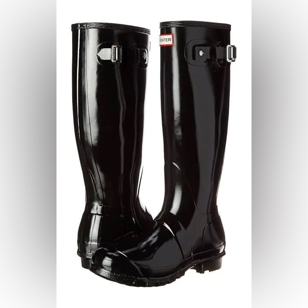 Hunter Original tall gloss rain boots in black